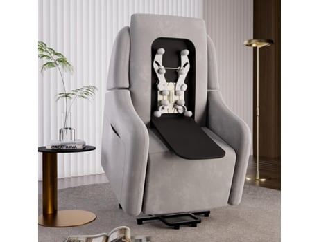 Cadeira COMHOMA de Relaxamento Eléctrica, Cadeira de Massagem com Elevador Elétrico, Cadeira Reclinável, Cadeira para TV, Tecido Cinza