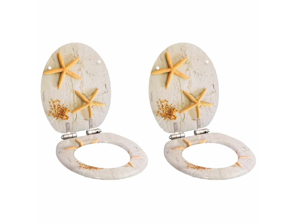 Vidaxl Assentos Sanita 2 Pcs C/ Tampas Fecho Suave Mdf Design Estrelas