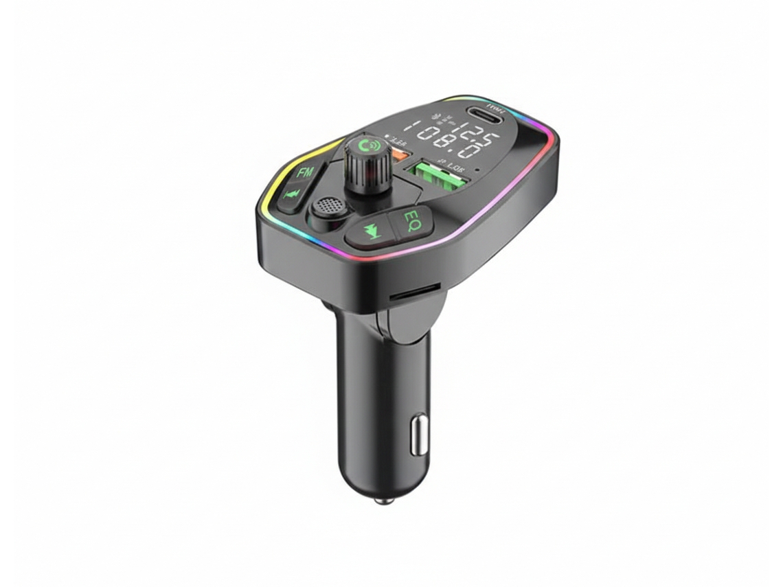 Transmissor Fm Bluetooth Para Carro Pd Entrada 1 X Type-c + 2 X Usb Modorwy Mb7103 Preto