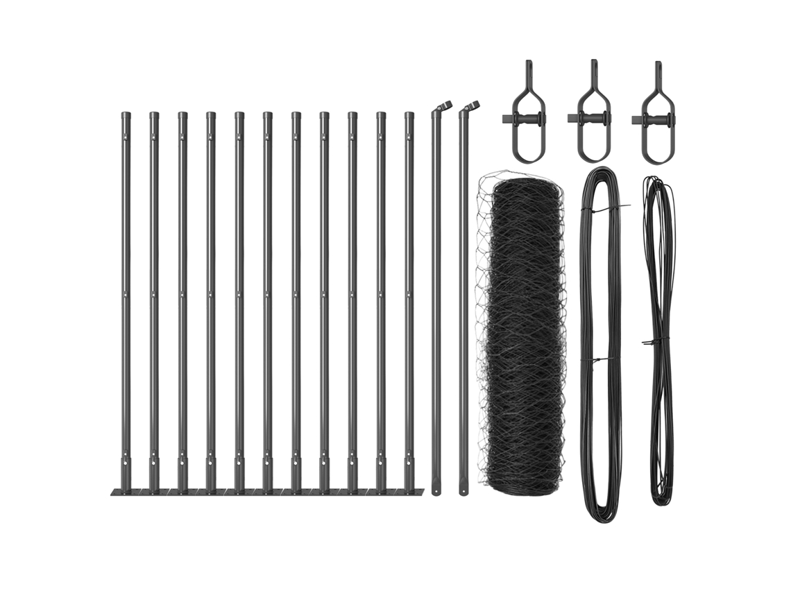 Conjunto 1 Poste De Cerca Vidaxl Cinzento Aço (25 X 0,4 M)