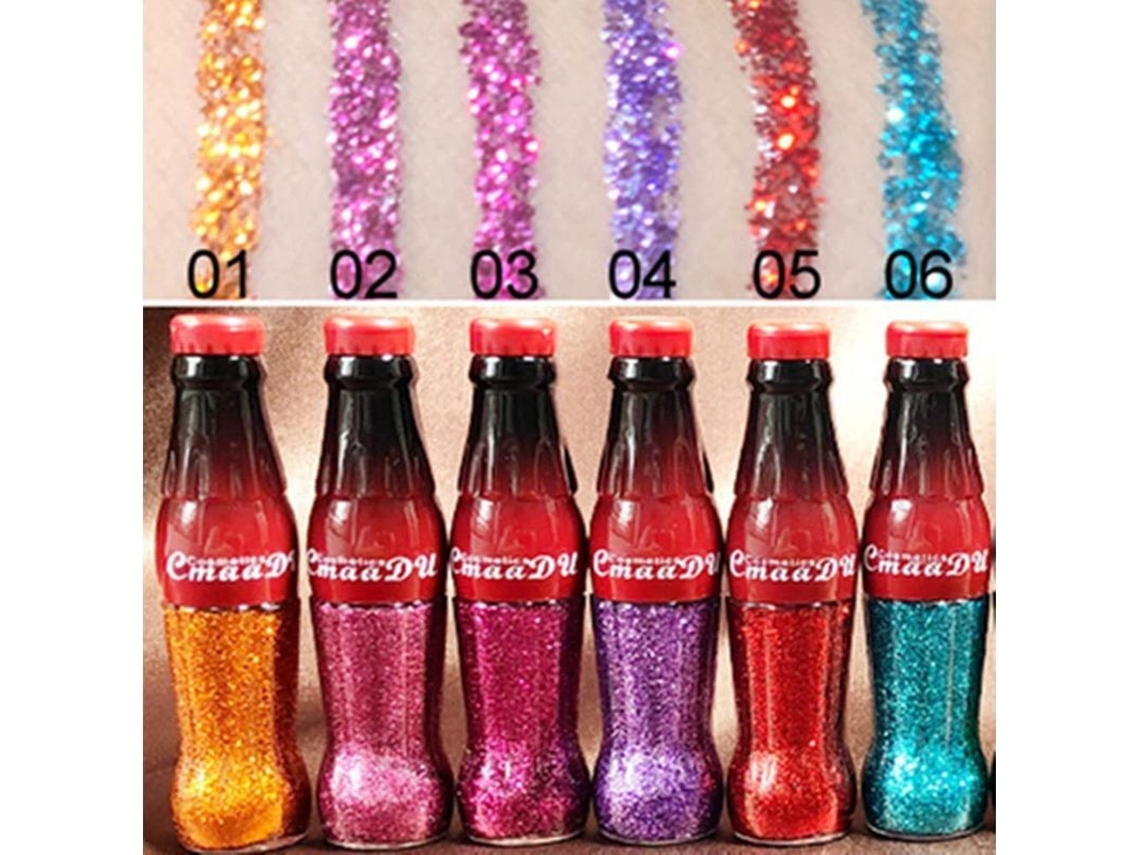 Kit de Eyeliner Líquido Colorido com Glitter, Alta Pigmentação e Brilho para Maquiagem de Olhos