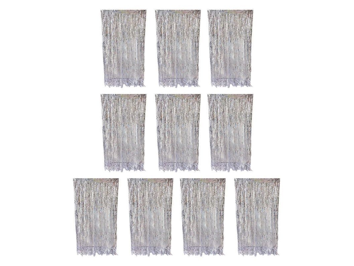 10 Cortinas De Franja De Lâmina Metálica Reutilizáveis Para Festas Aniversários Decoração De Fundo Plata