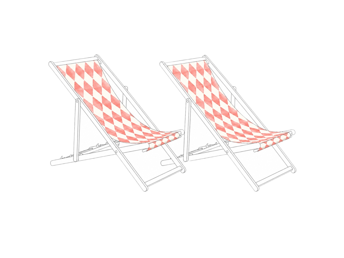 Conjunto De 2 Lonas De Substituição Para Espreguiçadeira Beliani Anzio/avellino De Poliéster Vermelho Claro 44x113x1
