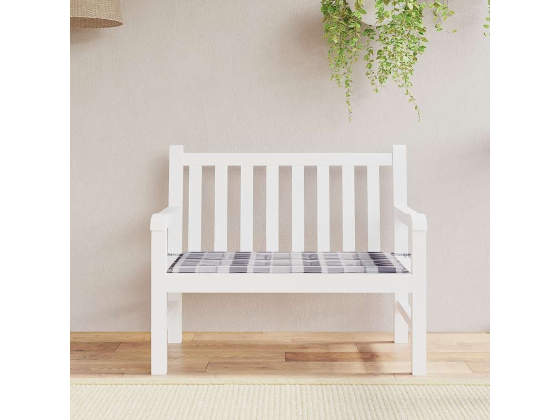 Vidaxl Almofadão P/ Banco De Jardim Tecido Oxford Xadrez Cinza
