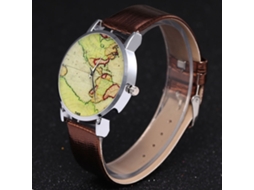 Relógio de pulso analógico em liga metálica com pulseira de couro marrom, modelo casual T468-yx