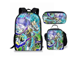 Conjunto de 3 peças com estampa de Dragon Ball: mochila, lancheira, estojo e mochila, presente para crianças (Aquaforge 2023)