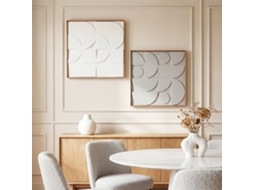 Decoração Parede Madeira 3d Conjunto 2 Peças 80 Cm Padrões Geométricos Branco