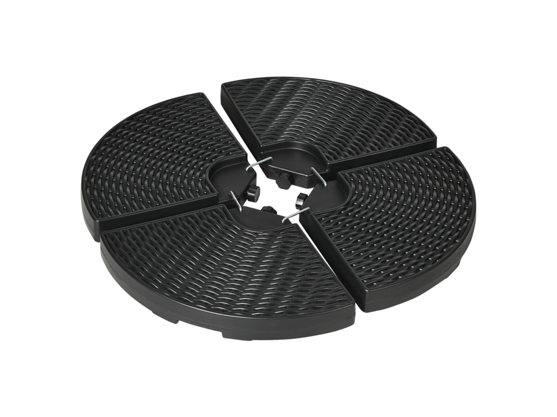 Supporto per Ombrellone 4 pezzi riempibile 100x100x8 cm nero