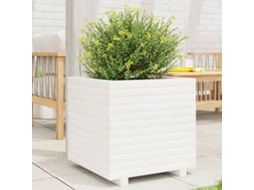 Vidaxl Vaso/floreira De Jardim 50x50x49,5 Cm Pinho Maciço Branco
