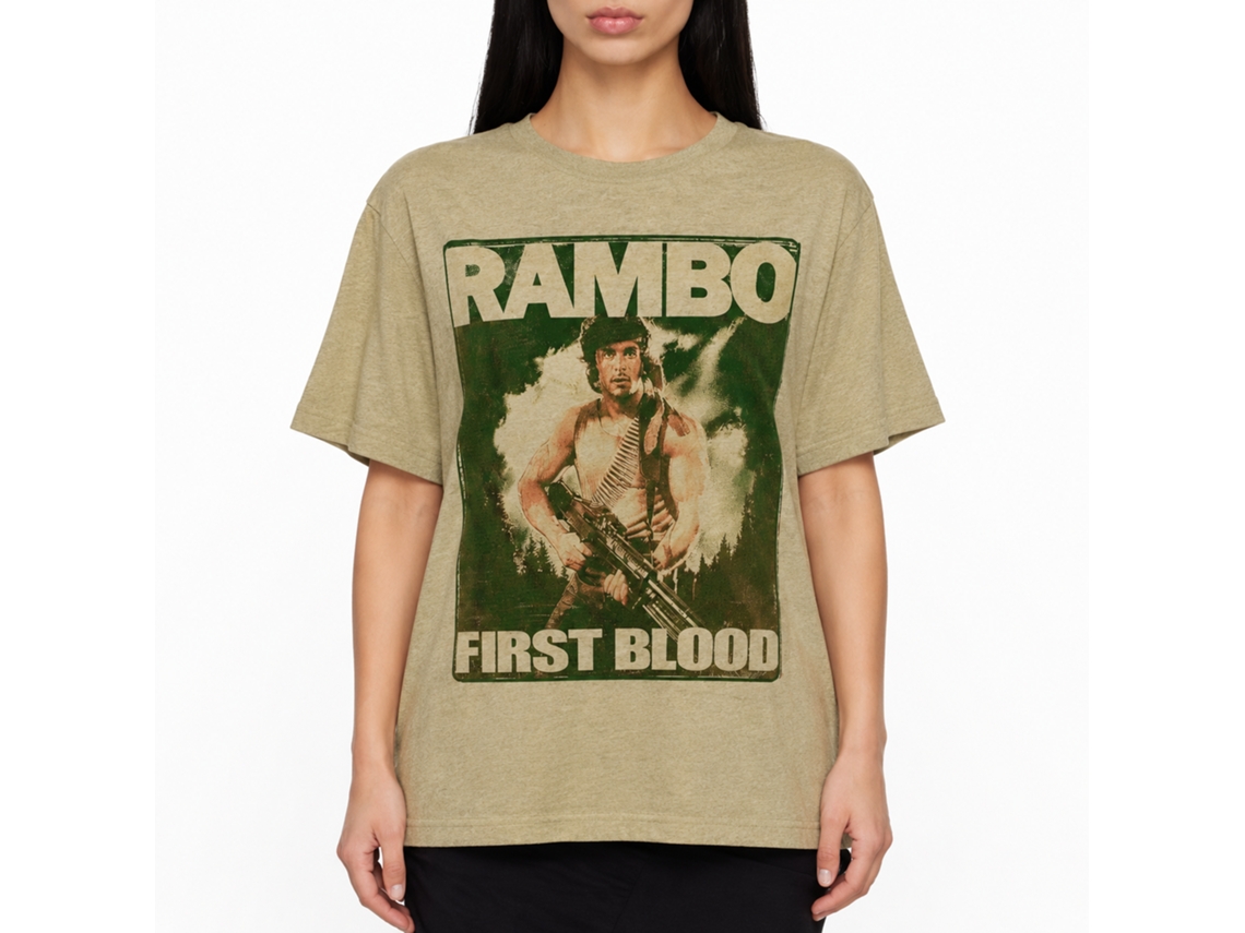Rockinstone Rambo Movie Poster Heather Khaki Adult T-shirt Size:l