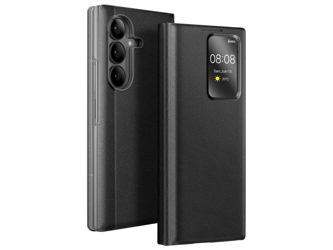 Avizar Capa Com Janela Para Galaxy Z Fold7 Com Porta-cartões E Função Stand Preto