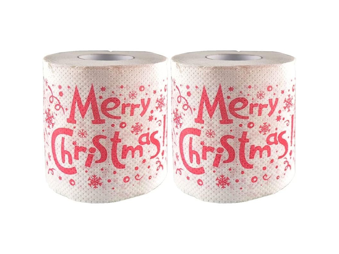 2 rolos de papel higiénico de Natal com design de cervo e Papai Noel, polpa de madeira, suave e higiénico