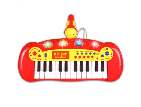 PIANO INFANTIL 5 EM 1 TECLADO GUITARRA BATERIA MICROFONE KARAOKE TROMPETE  BEBE MUSICAL COM SOM E