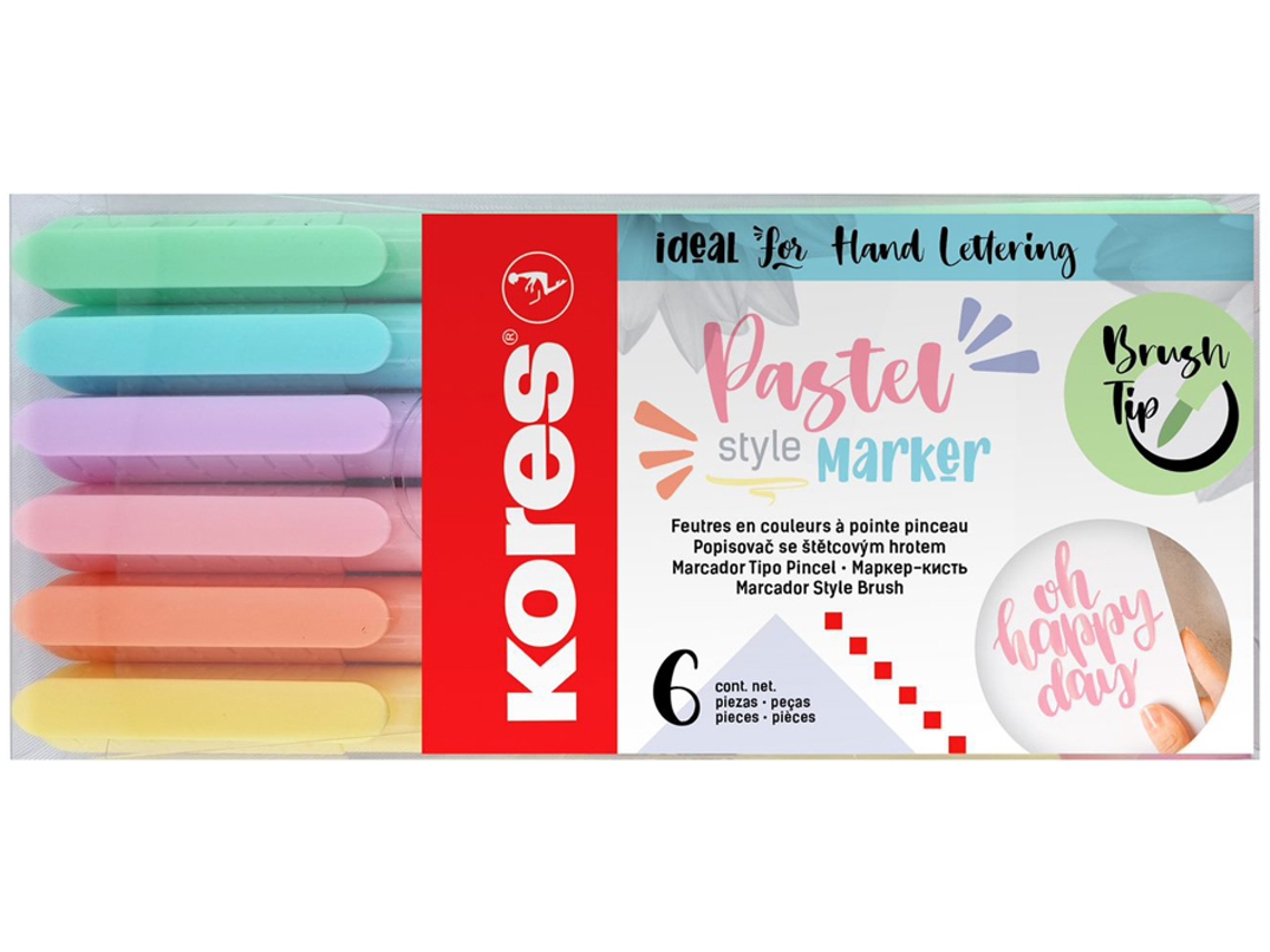Caneta de Ponta de Fibra KORES Marcador de Ponta de Pincel Estilo Pastel