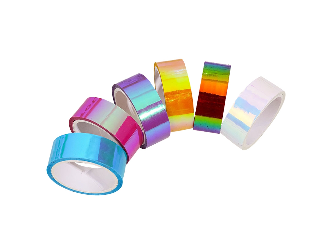 Fita Adesiva, 6 Rolos, De Fita Adesiva Holográfica Colorida, Transparente Com Cores Do Arco, Íris, Iridescente À Prova D'água Arte