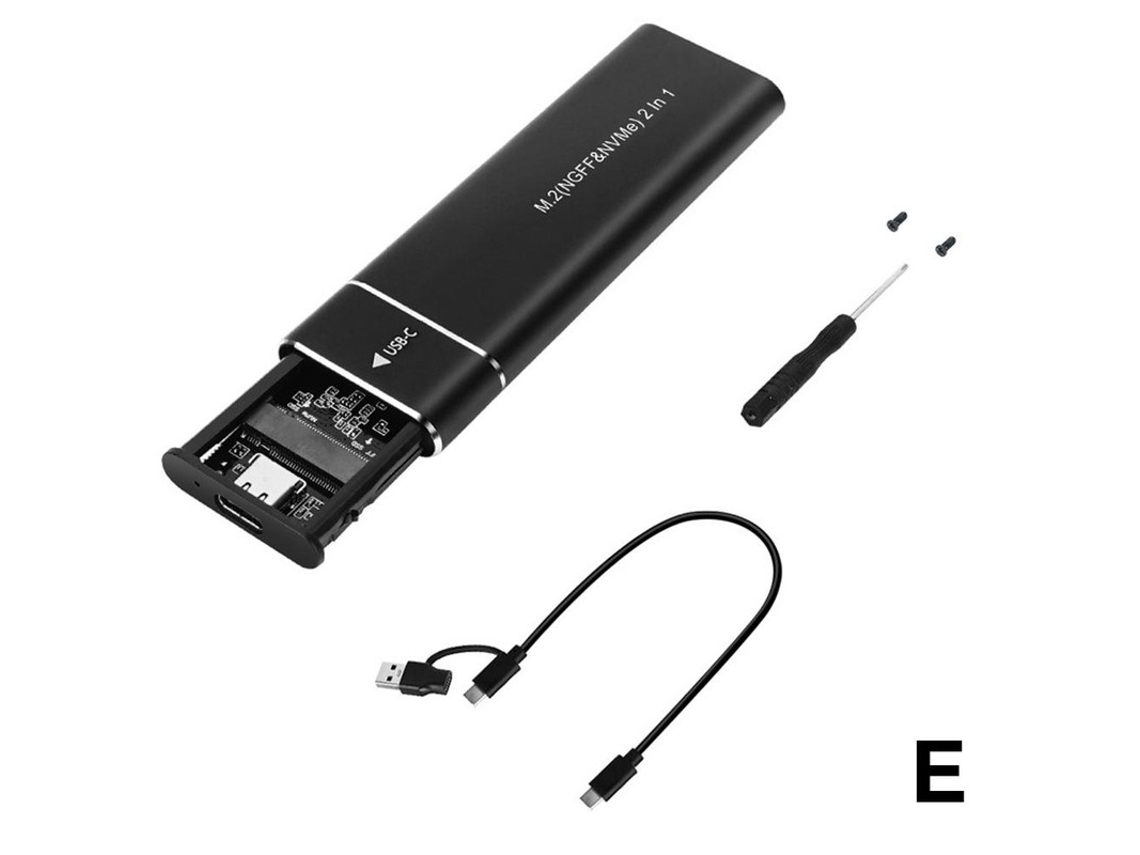 Yizhood 2 em 1 USB 3.1 Tipo C Protocolo Duplo M2 Ssd Case M.2 NVME Sata Ssd Gabinete Externo Suporte ME BM Chaves Preto