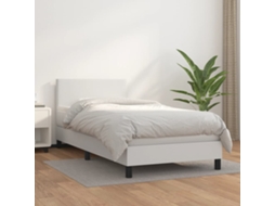 Vidaxl Cama Com Molas/colchão 90x200 Cm Couro Artificial Branco