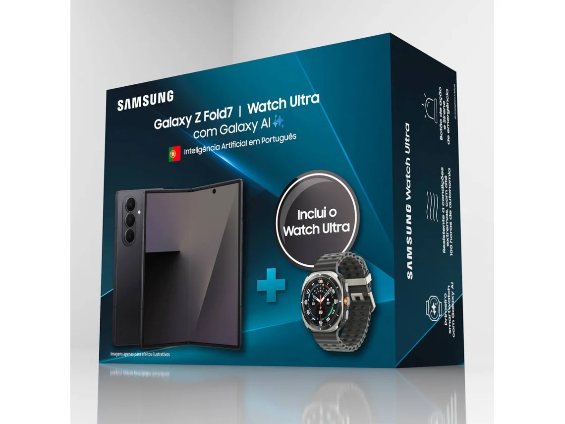 Pack SAMSUNG Galaxy Z Fold 7 (8'' - 512 GB - Preto) + Galaxy Watch Ultra 2025 (47 mm - Cinzento)
