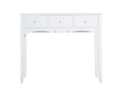 Mesa Console Moderna Com 3 Gavetas, Cor Branco, Em Mdf, Para Sala De Estar E Corredor E Entrada, 100 X 32 X 85 Cm