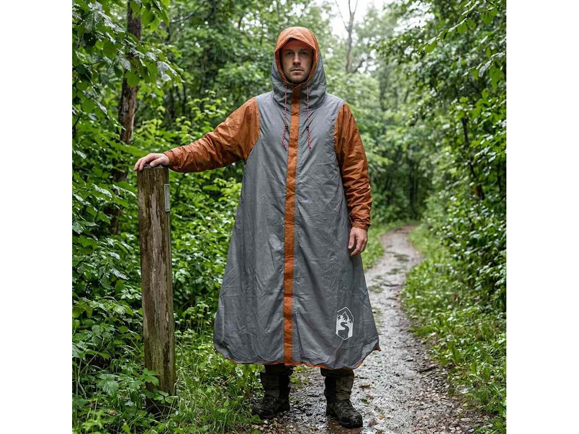 Vidaxl Poncho De Chuva 2 Em 1 Com Capuz Cinza E Laranja