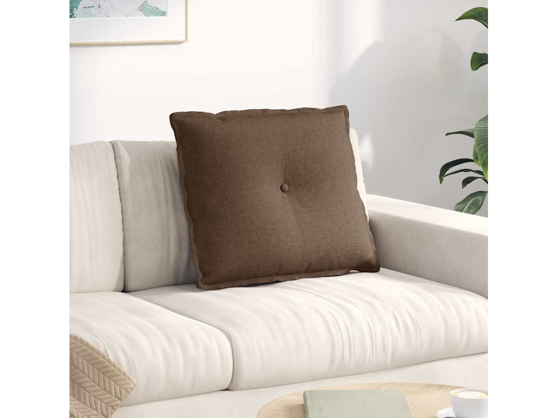 Vidaxl Travesseiro Para Costas Castanho 60 X 19 X 50 Cm Tecido