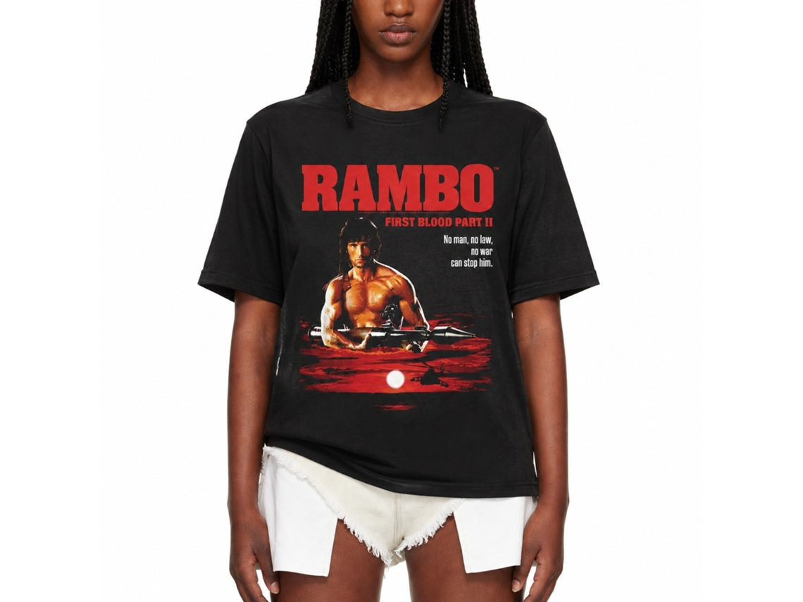 Rockinstone Rambo Movie Cant Stop Him Black Adult T-shirt Size:xxl