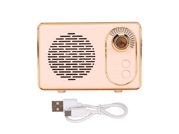 Caixa De Som Bluetooth 5.0 Retro Vintage Mini Portátil Com Cartão De Memória Usb Aux Recarregável Rosa