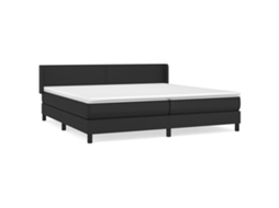 Cama com Molas Couro Artificial Preto MAISON EXCLUSIVE 200x200 cm