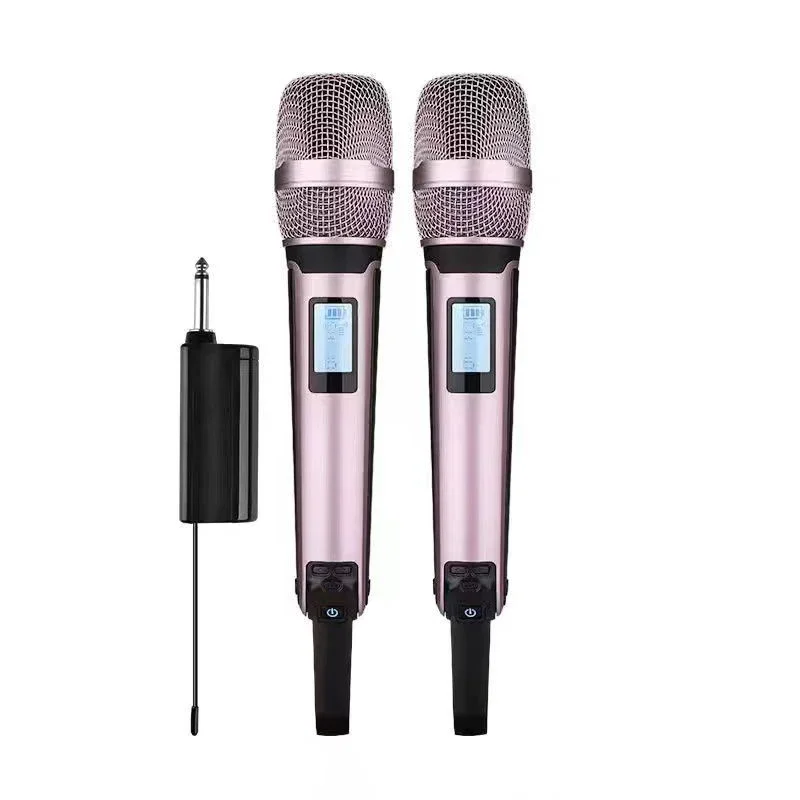 Microfone Dinâmico Sem Fio UHF MDUG profissional, rosa