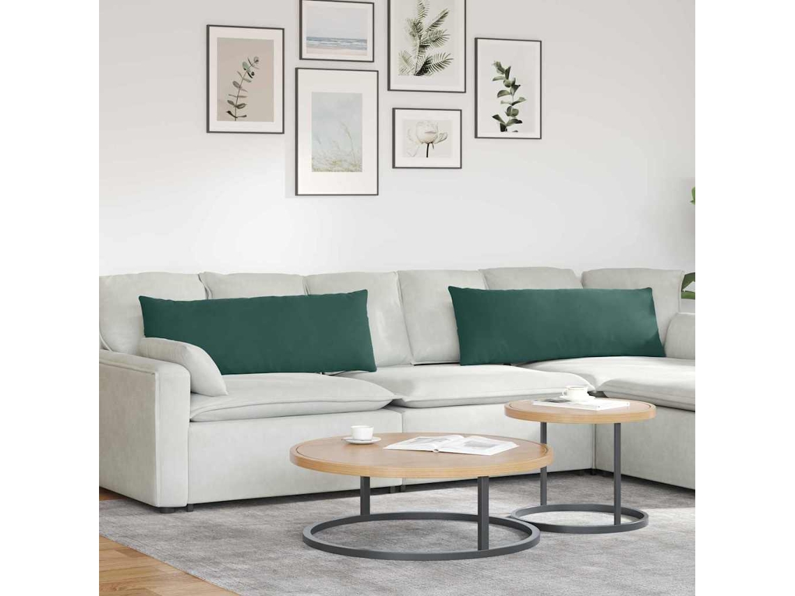Vidaxl Travesseiros De Sofá 2 Pcs Verde Escuro 120 X 40 Cm