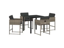 Conjunto de Jantar para Jardim 5 Pcs - Móveis de Jardim para Refeição Cinzeto Vime Pe HARLANV1