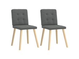 Vidaxl Cadeiras De Jantar 2 Pcs Tecido Cinzento-escuro