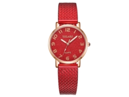 Relógio de Pulso Feminino Yolako com Pulseira de Plástico e Movimento de Quartzo (vermelho)