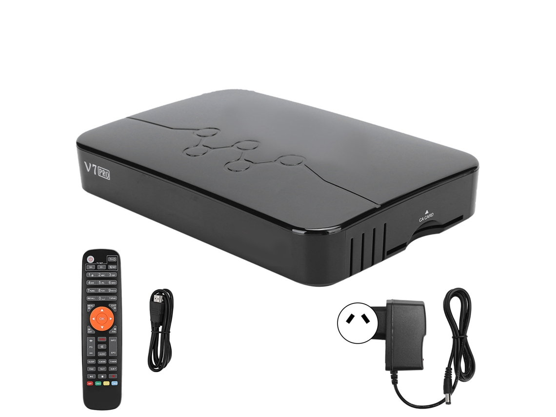 Upgrade Mali V7Pro TV Box com slot de cartão e controle remoto, 100-240V, preto