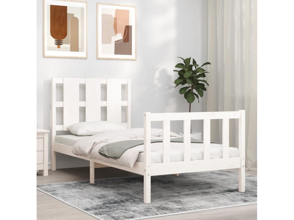 Cama sem colchão 90x190 cm madeira de pinho maciça branco