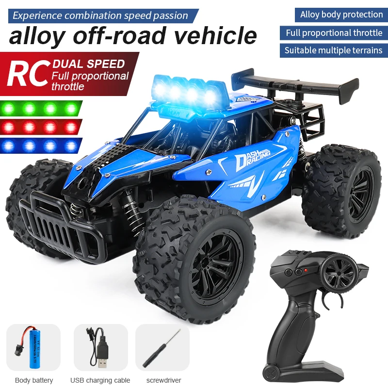 (azul Escuro) Carro De Drift Com Controle Remoto, Caminhão De Alta Velocidade Com Controle Remoto 2.4g E Luzes De Led