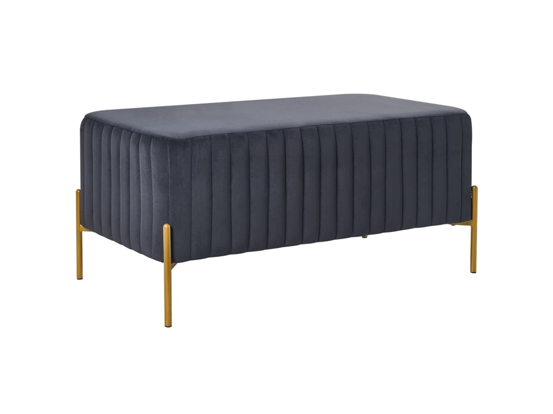 Banco De Cama Beliani Utah De Terciopelo Negro 91x47x43