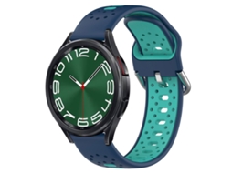 Bracelete para Samsung Galaxy Watch 6 Classic Silicone Respirável Duas Cores (20mm) Azul + Azul petróleo XIAOMOYU