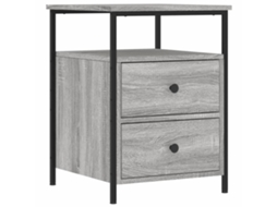 Table De Chevet Avec Deux Tiroirs Et Étagère 44 X 45 X 60 Cm Bois Dingénierie Gris Dec034669 Décoshop26