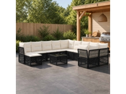 Vidaxl Conjunto De Sofá De Jardim 12 Pcs Preto Vime Pe