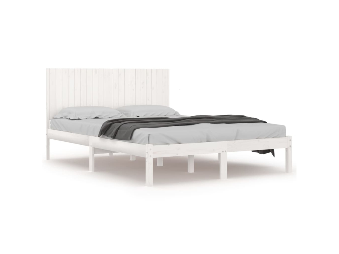 Bed Frame, Bed Frames Vidaxl Branco Madeira De Pinho (200 X 200 Cm)
