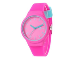 Reloj De Cuarzo Redondo Con Correa De Silicona Casual Unisex Moda Regalo (rojo Rosa)