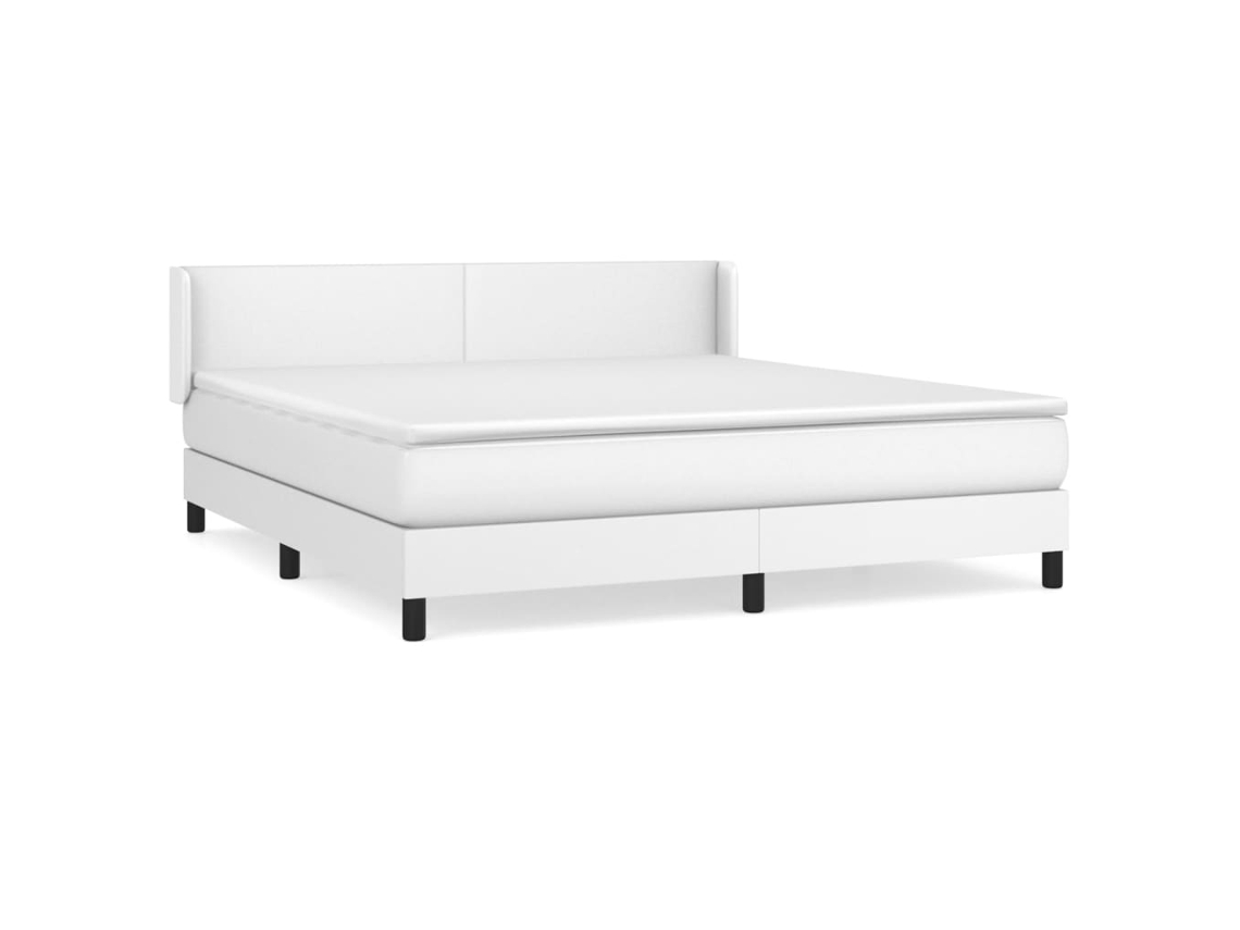 Cama com Molas Couro Artificial Branco MAISON EXCLUSIVE 180x200 cm