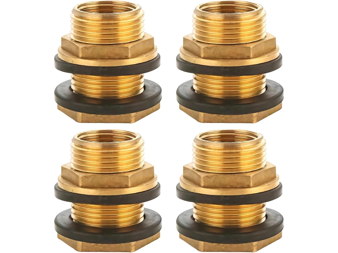 Conjunto De 4 Conexões Latão Para Anteparo, Rosca Externa 3/4" E