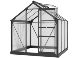 Estufa de jardim de policarbonato 3,65m² 190x192x201cm resistente UV base reforçada calha cinza BTFORUS