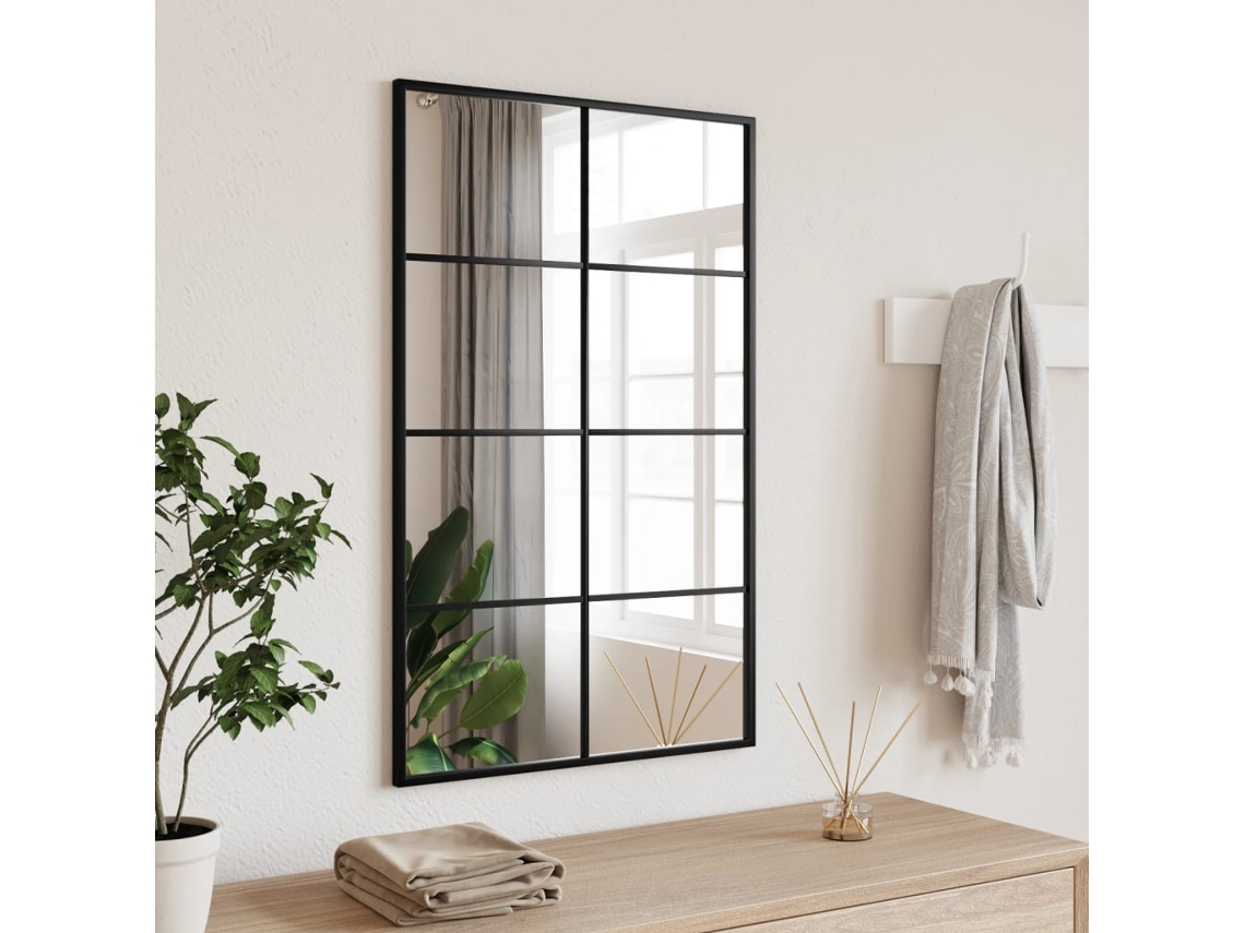 Vidaxl Espelho De Parede Retangular 50x80 Cm Ferro Preto
