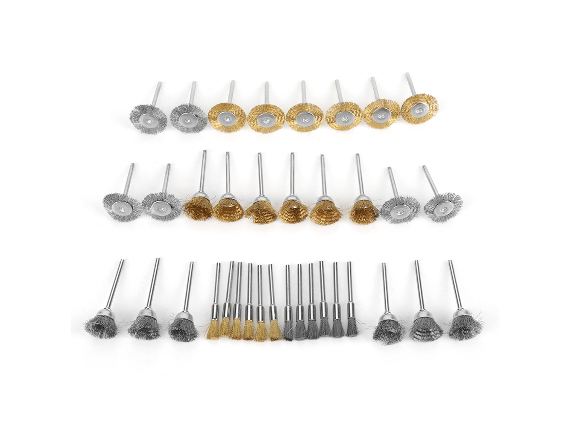 Conjunto de Escovas de Cobre e Aço (36 Peças) para Polimento, com Ferramentas Rotativas