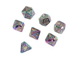 Set De 7 Dados De Metal Engranaje Poliedros Com Números Claros Para Ensino De Matemática E Jogos Coloridos