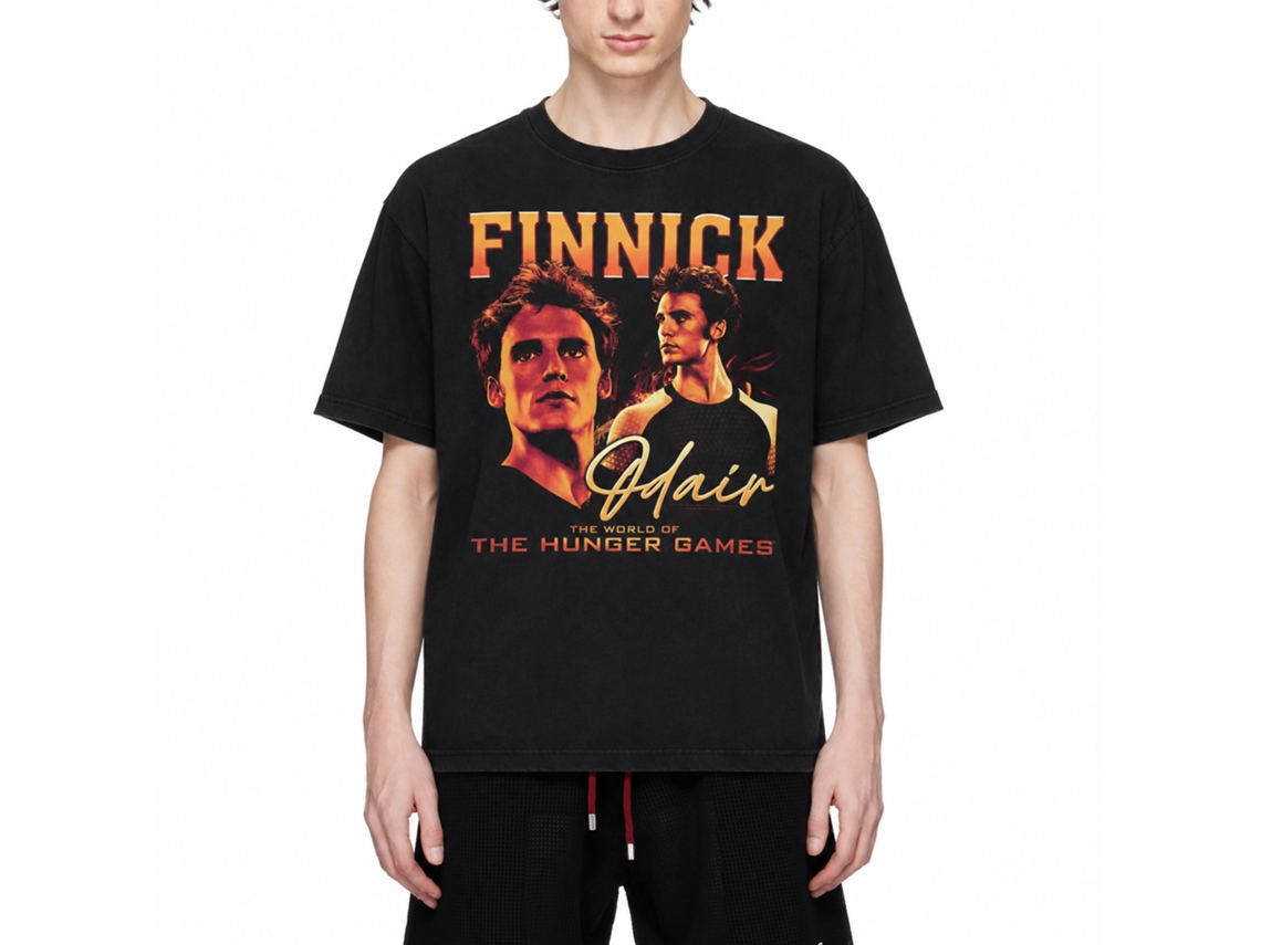 Rockinstone Hunger Games Fiery Finnick Black T-shirt Size:xxl