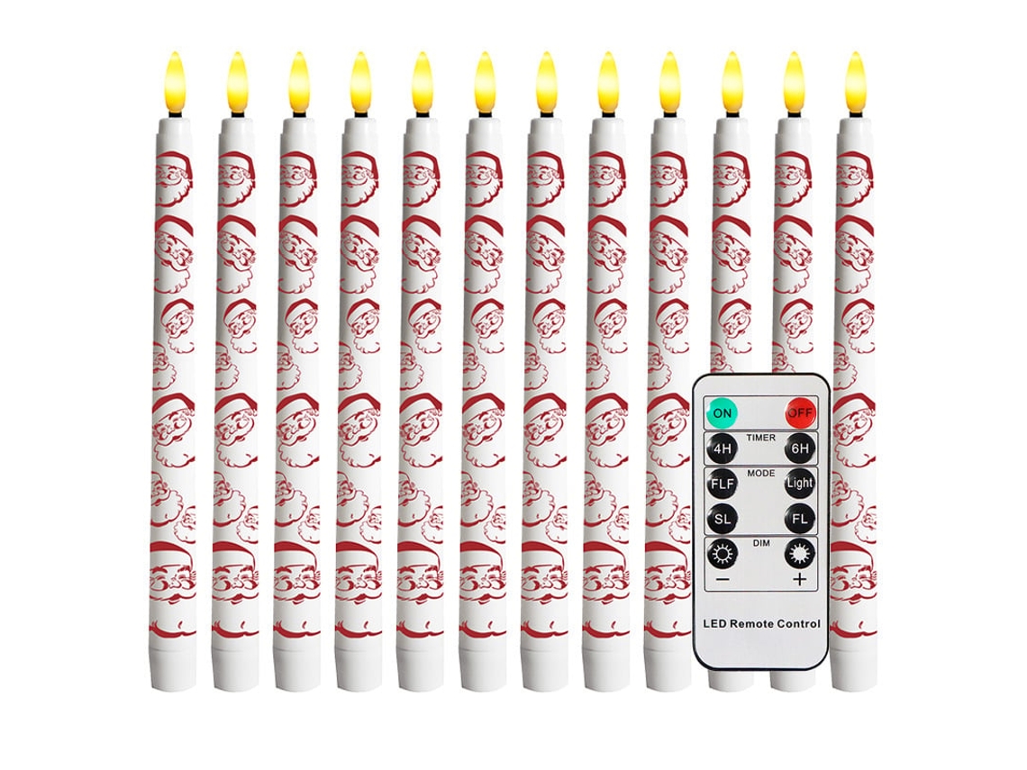 Lâmpada De Vela Wwfw Conjunto De 12 Peças De Velas De Natal Sem Chama, 11 Polegadas, Com Controle Remoto (06)